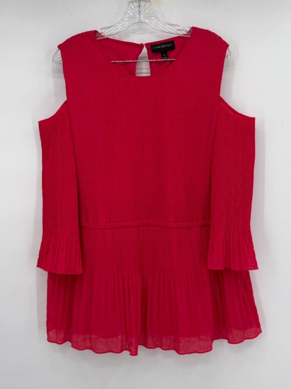Lane Bryant Plus Women’s Pink Pleated Cold Shoulder Blouse Size 20